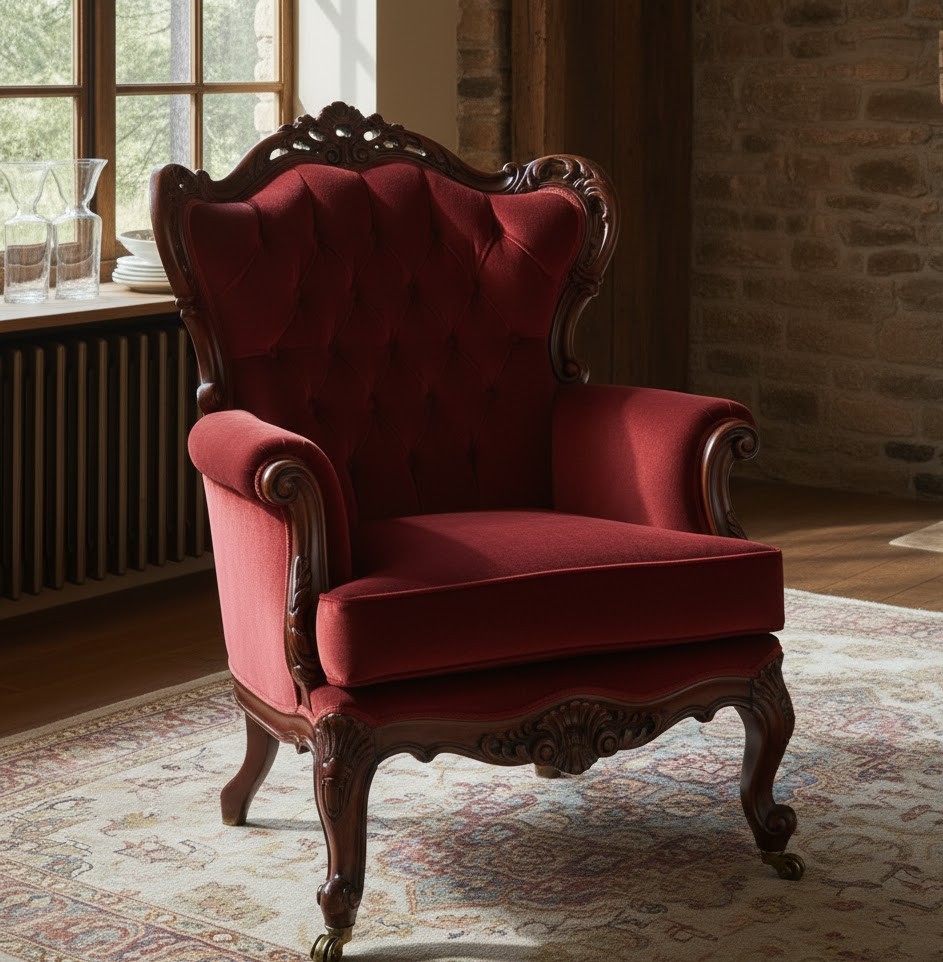 Victorian armchair restoration project by Phythgruxul artisans