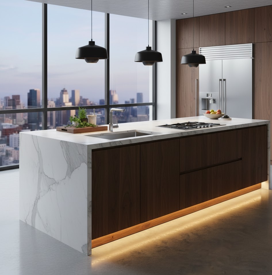 Custom kitchen island with breakfast bar by Phythgruxul